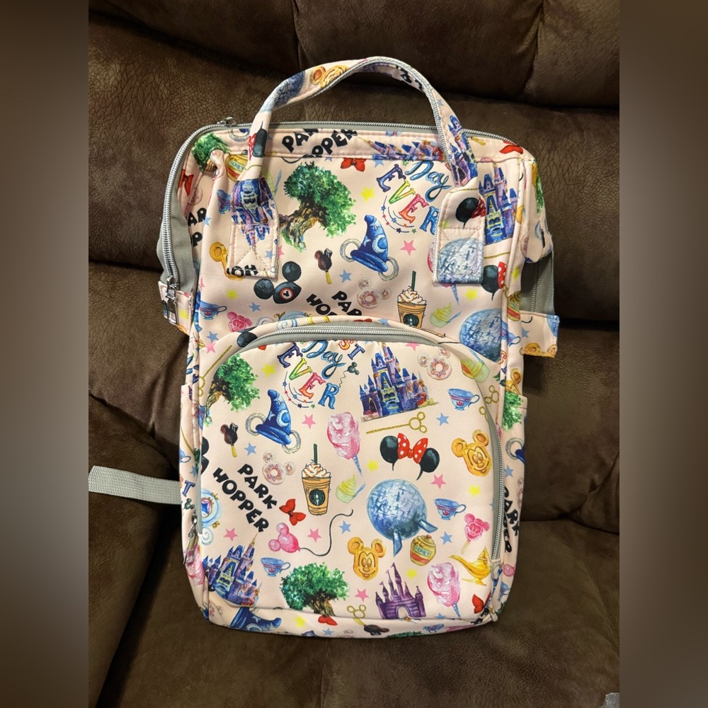 Disney world coffee theme park pink castle Mickey ears pretzel waffle theme bag